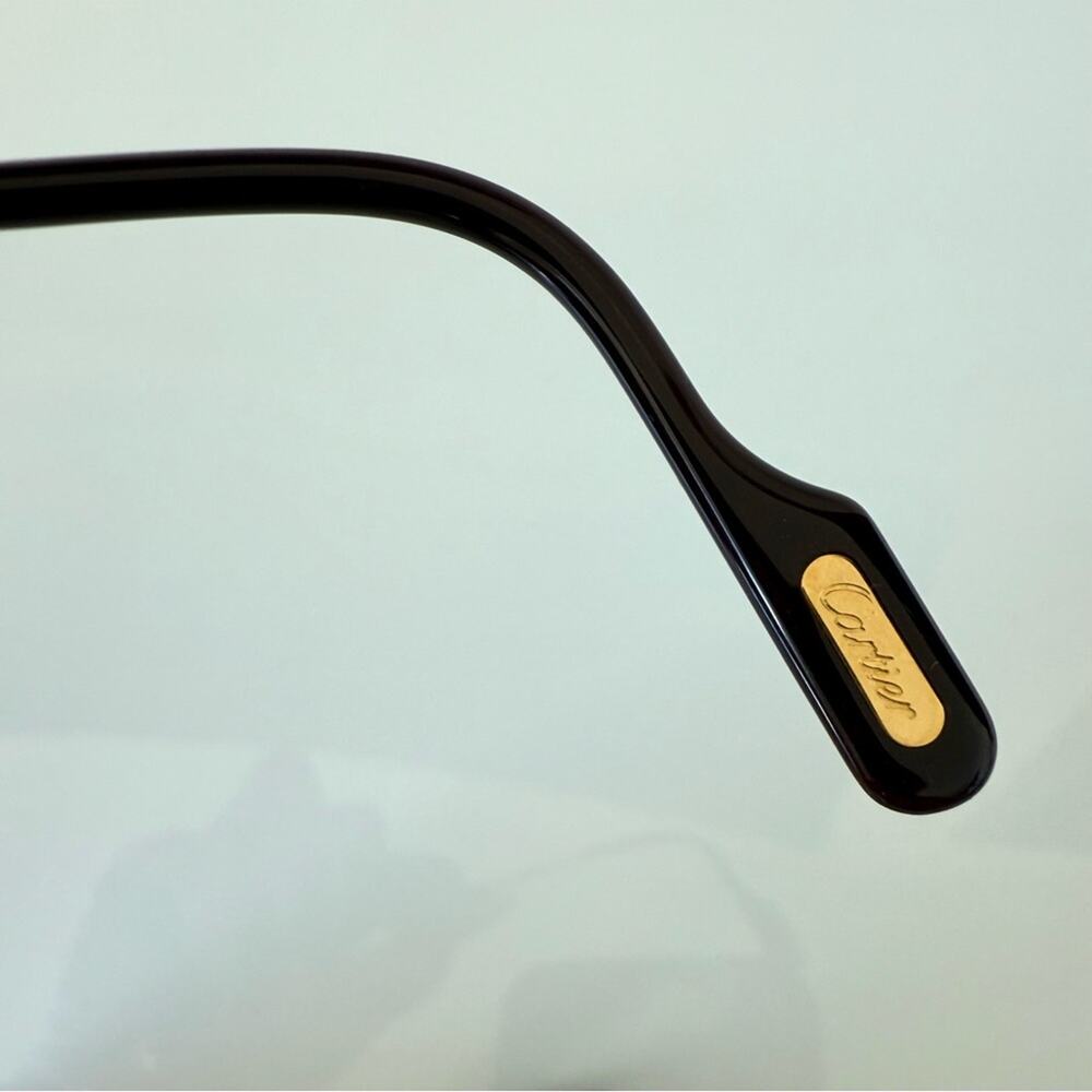CARTIER Oval Rimless Sunglasses Brown  Gold Frame Authentic Vintage - Picture 6 of 10